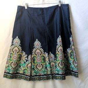 Paisley Flared Midi Skirt